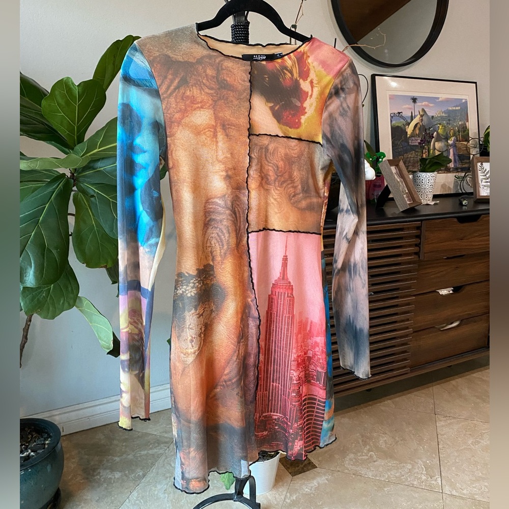 Mini sheer print dress